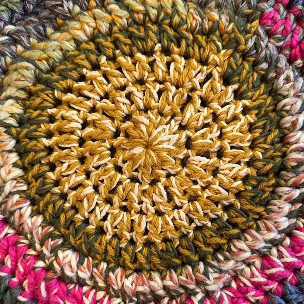OOAK made by Seller: Multicolor Crochet Round area rug
